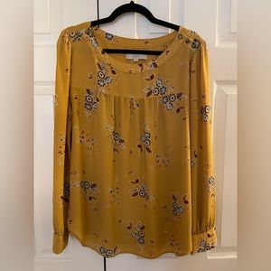 LOFT Yellow Floral Blouse - Size Large